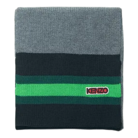 Logo Patch Knitted Scarf Gray