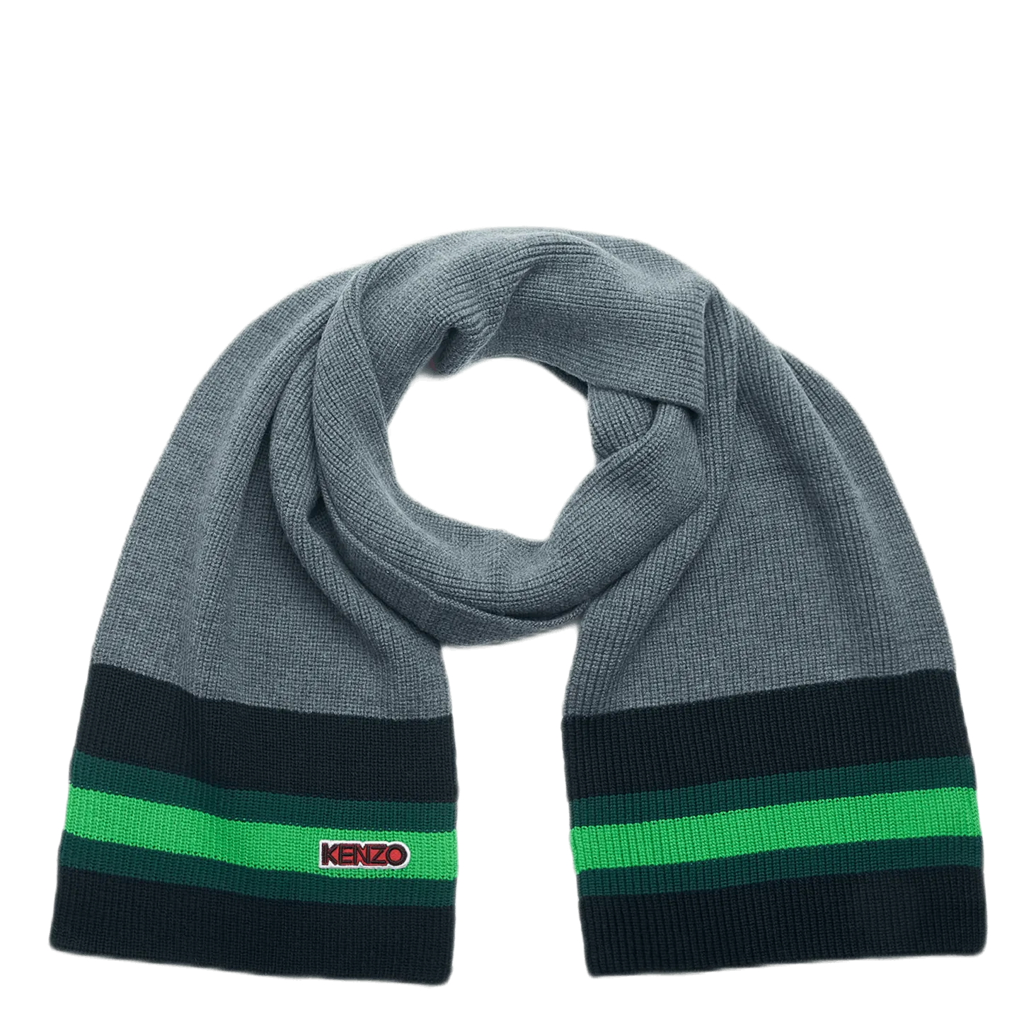 Logo Patch Knitted Scarf Gray