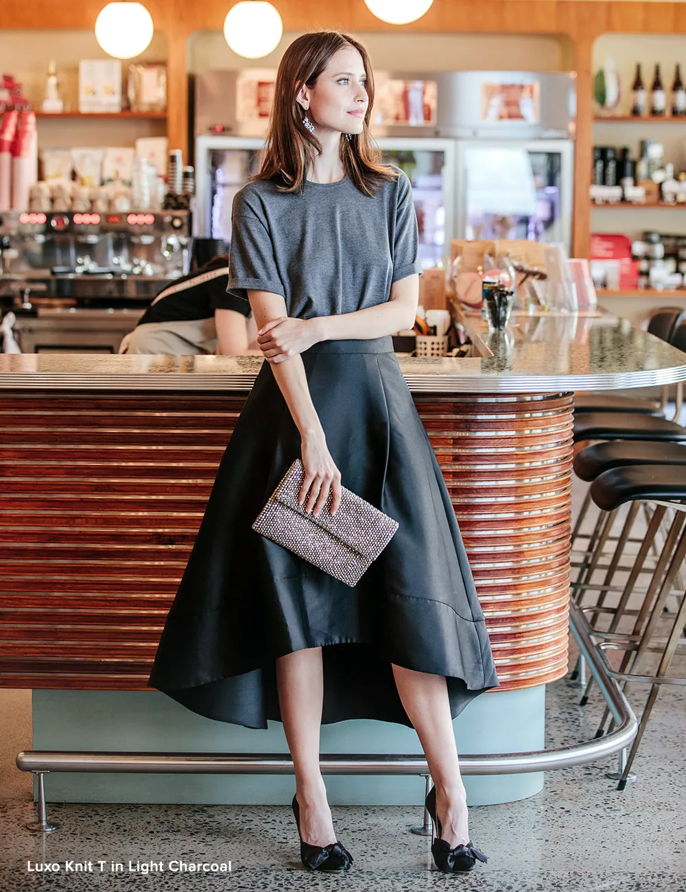 Luxo Knit T Round Neck - Light Charcoal