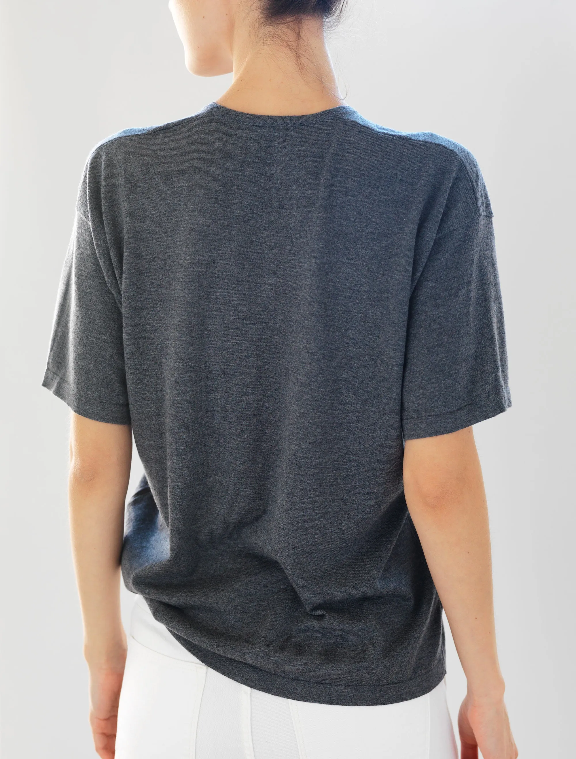 Luxo Knit T Round Neck - Light Charcoal