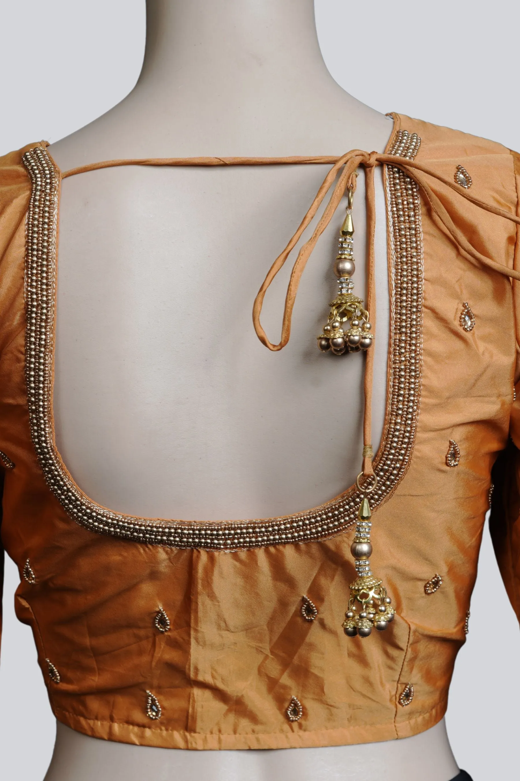 Maggam Work Blouse with Fancy Tassels - Elegant & Heavy Embellishments