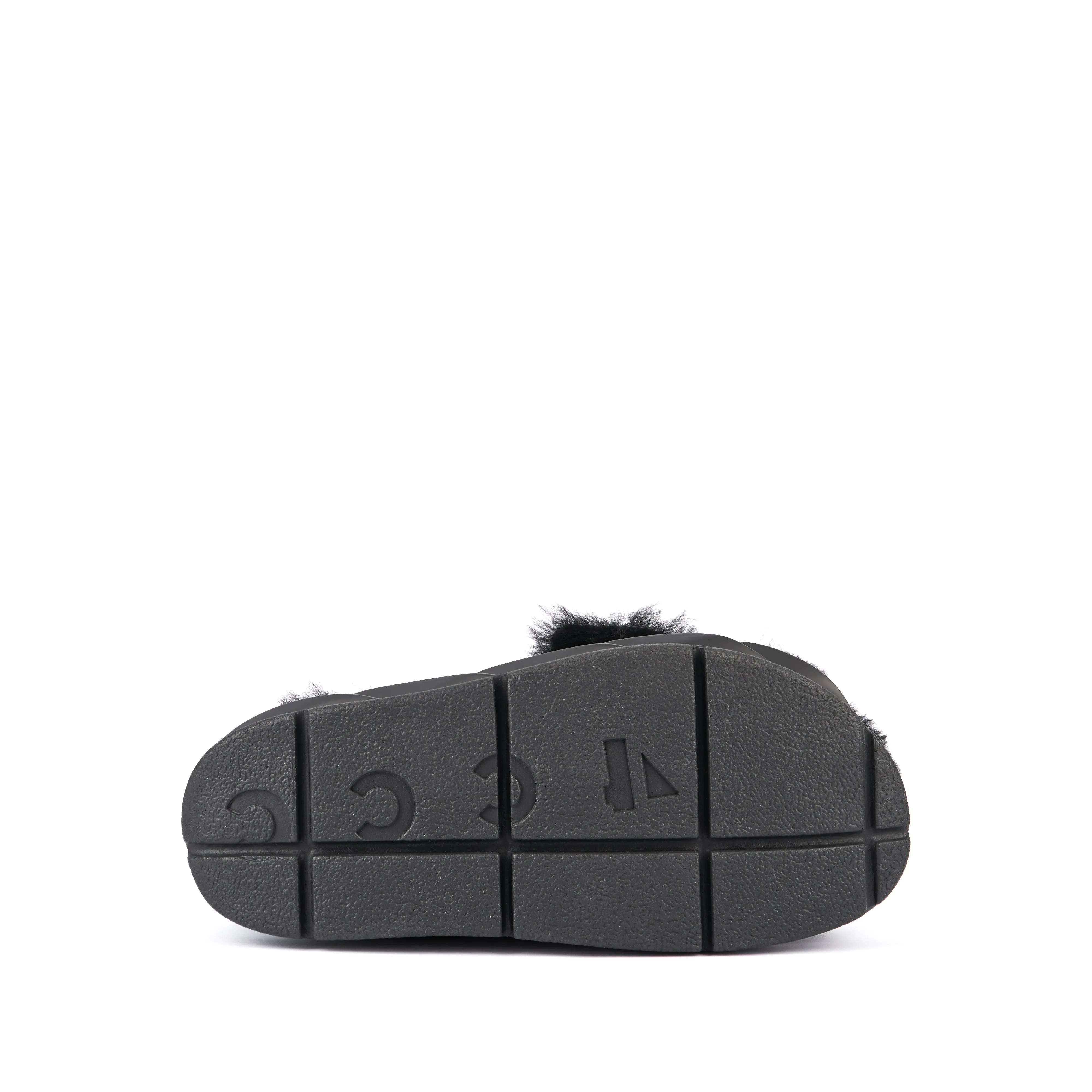 Mellow Shearling Laze Slide | Black Nappa
