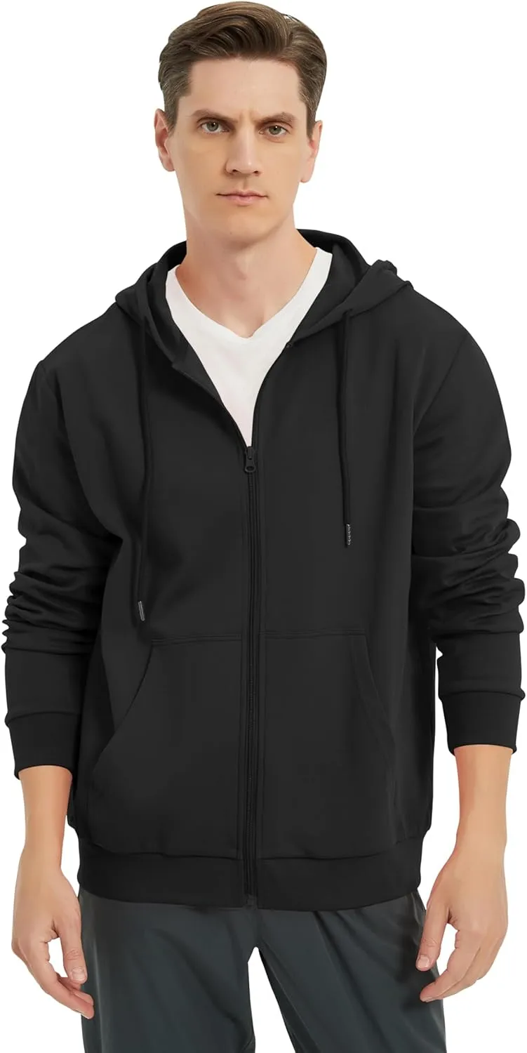 Men's Lightweight Zip Up Hoodie Long Sleeve Sweatshirt Athletic Slim Fit Basic Jacket with Pockets(Regular & Tall)