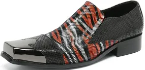 Men's Square-Toe Metal Western Loafers Tuxedo