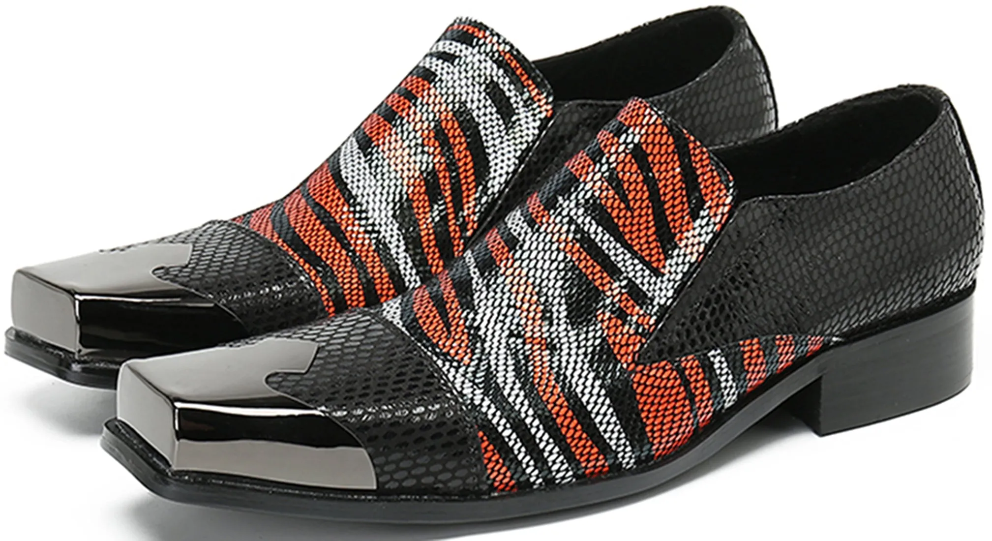 Men's Square-Toe Metal Western Loafers Tuxedo