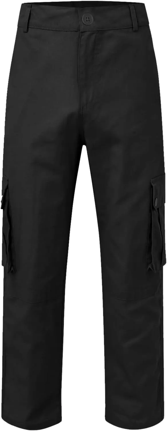 Mens Straight Cargo Pant with Multi-Pocket Outdoor Camping Hiking Pants Plus Size Casual Loose Trousers