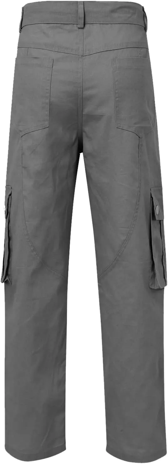 Mens Straight Cargo Pant with Multi-Pocket Outdoor Camping Hiking Pants Plus Size Casual Loose Trousers