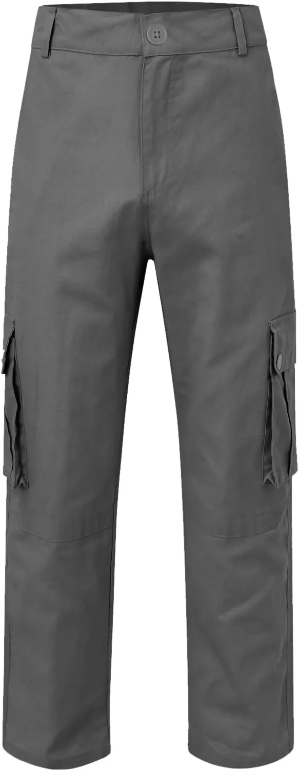 Mens Straight Cargo Pant with Multi-Pocket Outdoor Camping Hiking Pants Plus Size Casual Loose Trousers