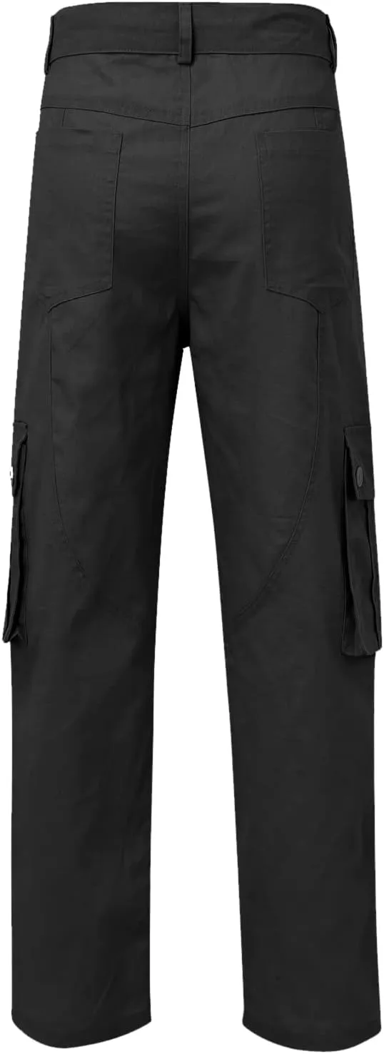 Mens Straight Cargo Pant with Multi-Pocket Outdoor Camping Hiking Pants Plus Size Casual Loose Trousers