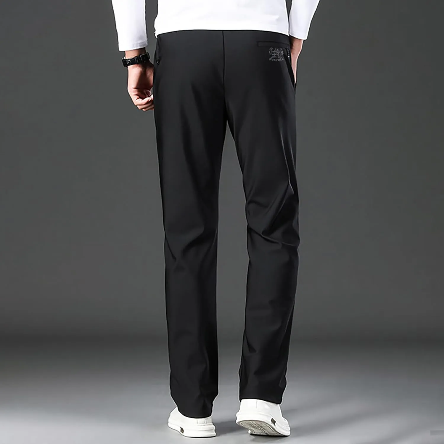 Men's Straight Leg Casual Pants Elastic Lightweight Breathable Drawstring Relaxed Daily Comfy Work Street Travel