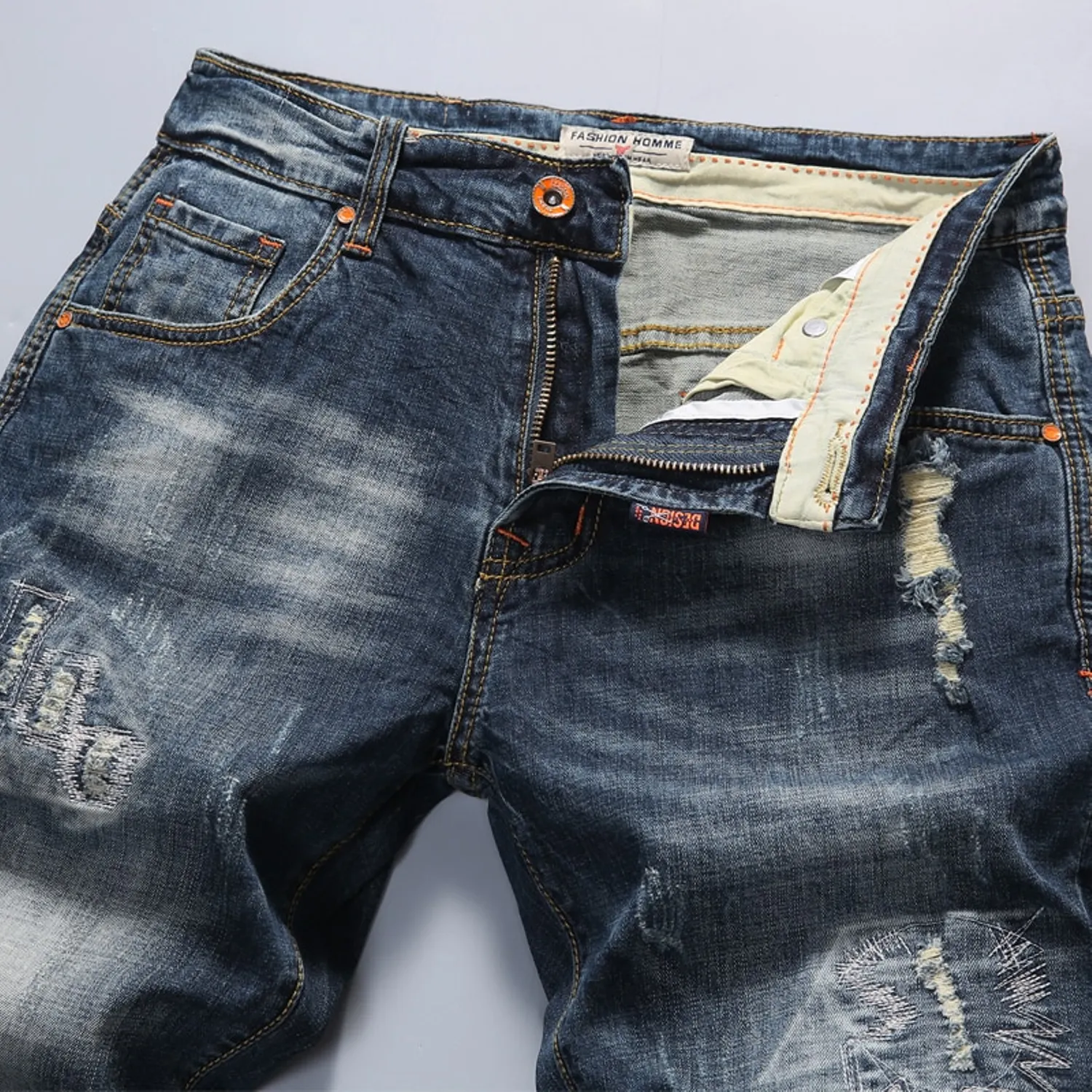 Men's Summer Stretchy Ripped Denim Shorts