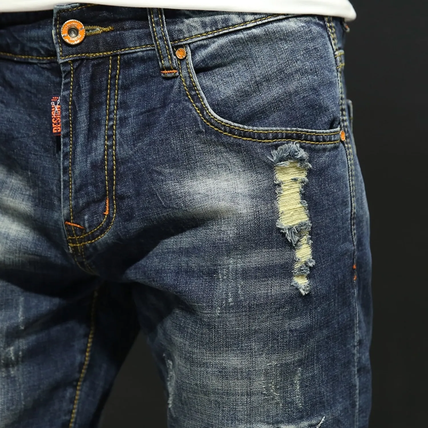 Men's Summer Stretchy Ripped Denim Shorts