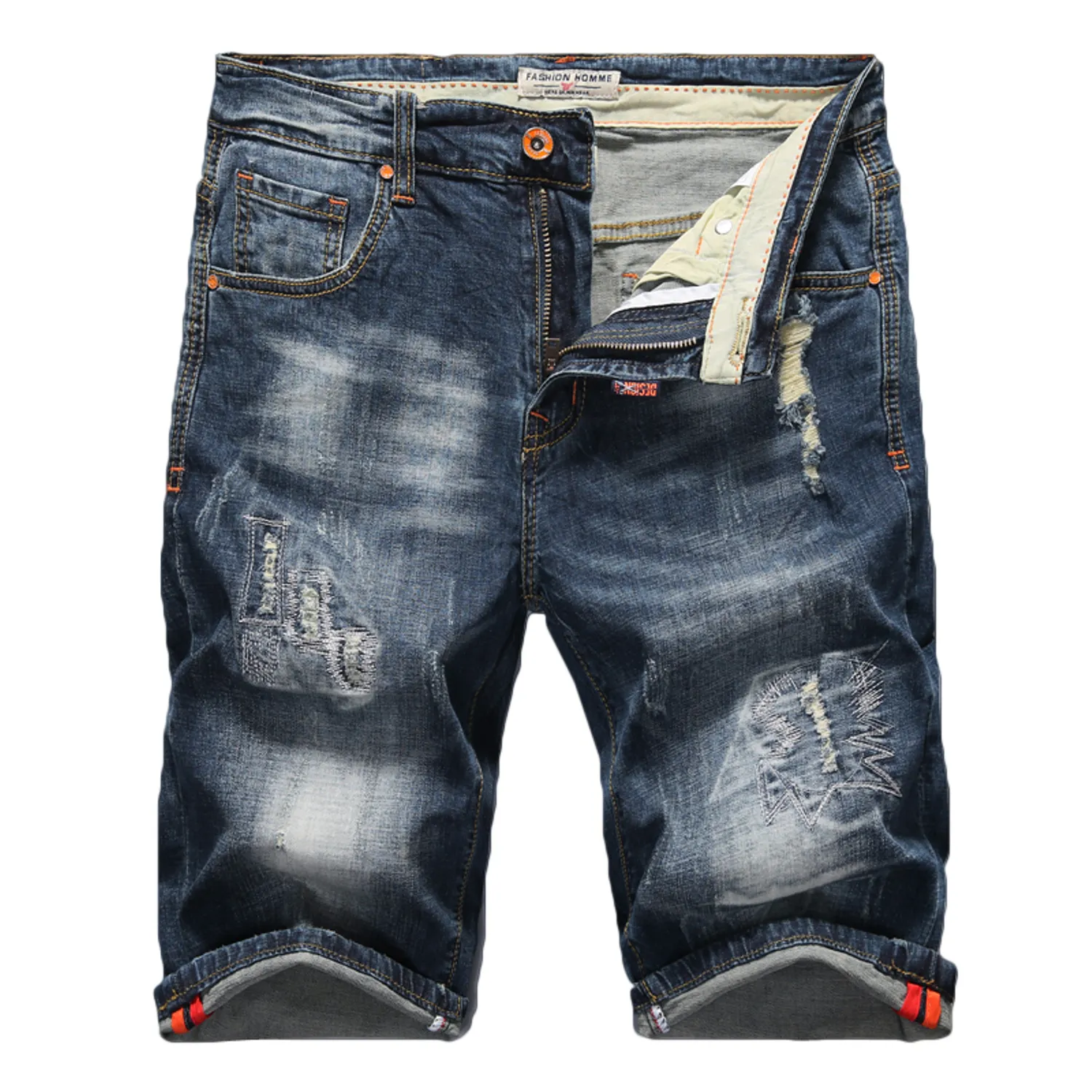 Men's Summer Stretchy Ripped Denim Shorts