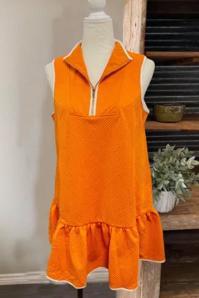 Orange Lapel Dress