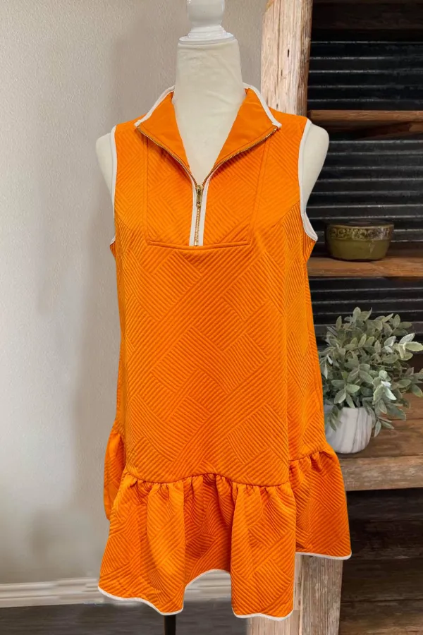 Orange Lapel Dress