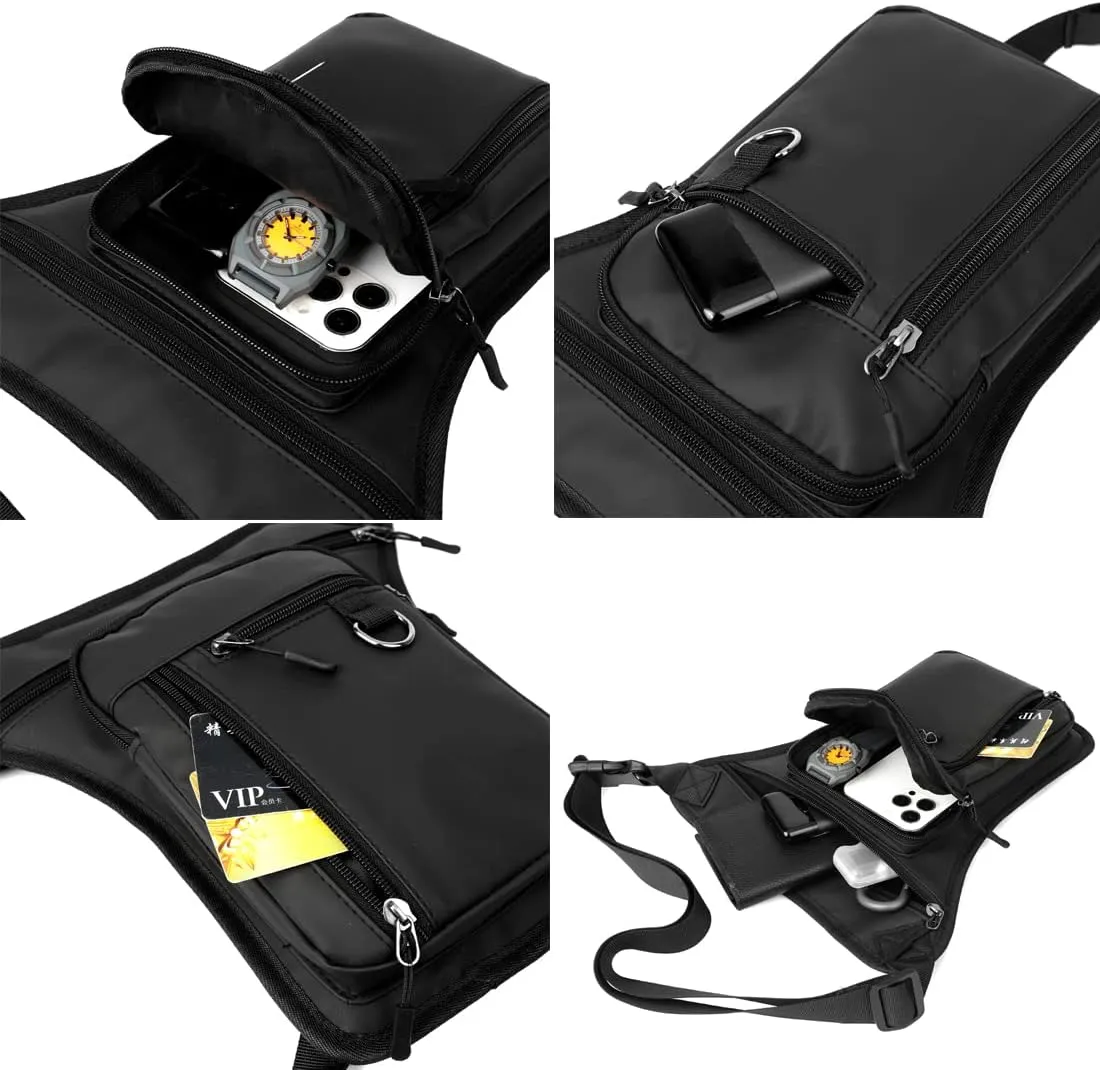 Outdoor Nylon Drop Leg Bag Pouch Tactical Waist Bag for Men Women Fanny Thigh Pack Rig Military Motorcycle Utility Cycling Camping Hiking Hip Pouch Black