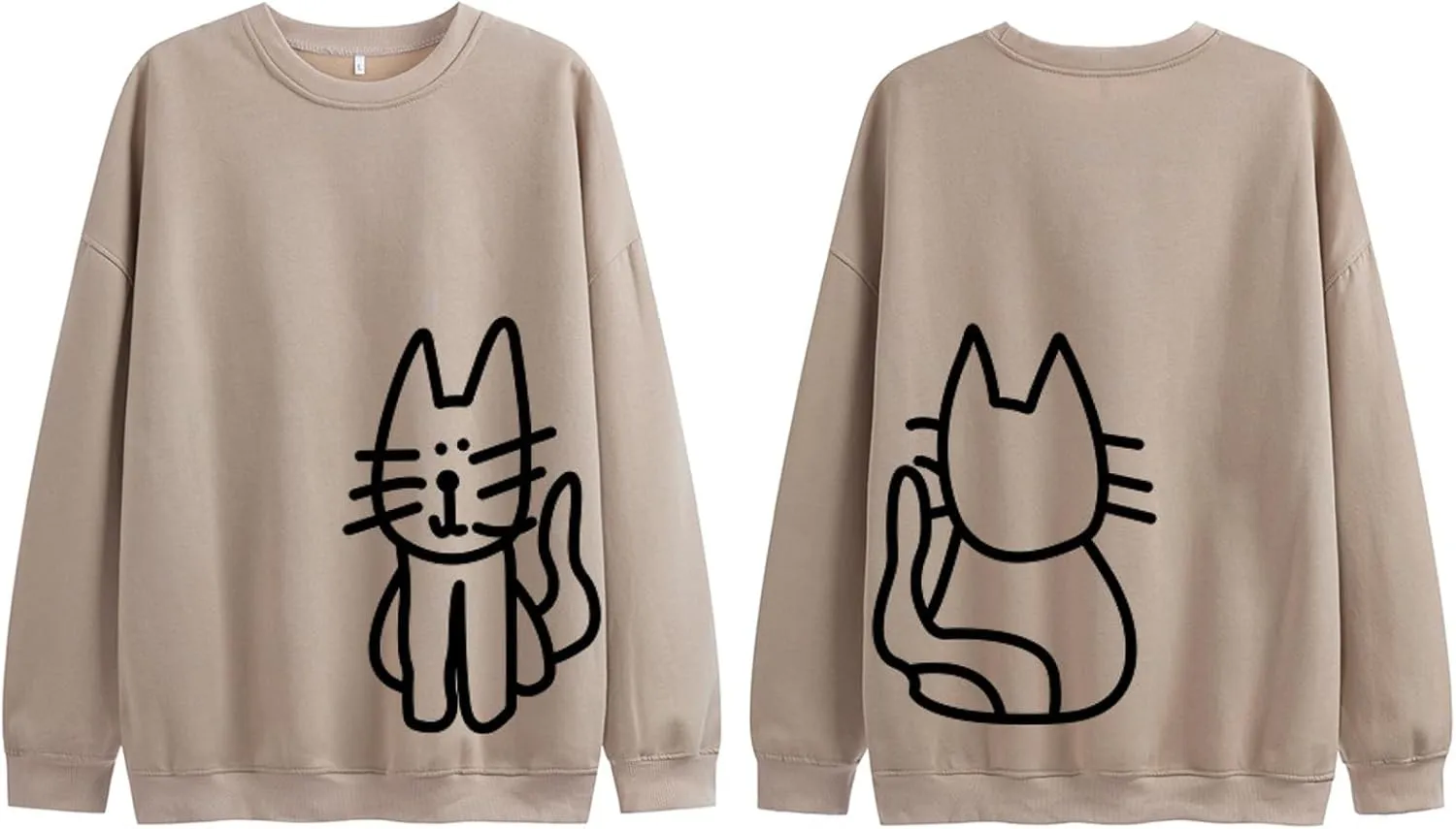 Oversized Sweatshirt for Women Cat Graphic Cute Sweatshirts Crewneck Casual Long Sleeve Shirts Pullover Top Tshirt