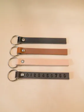 Phone Number Leather Keyring