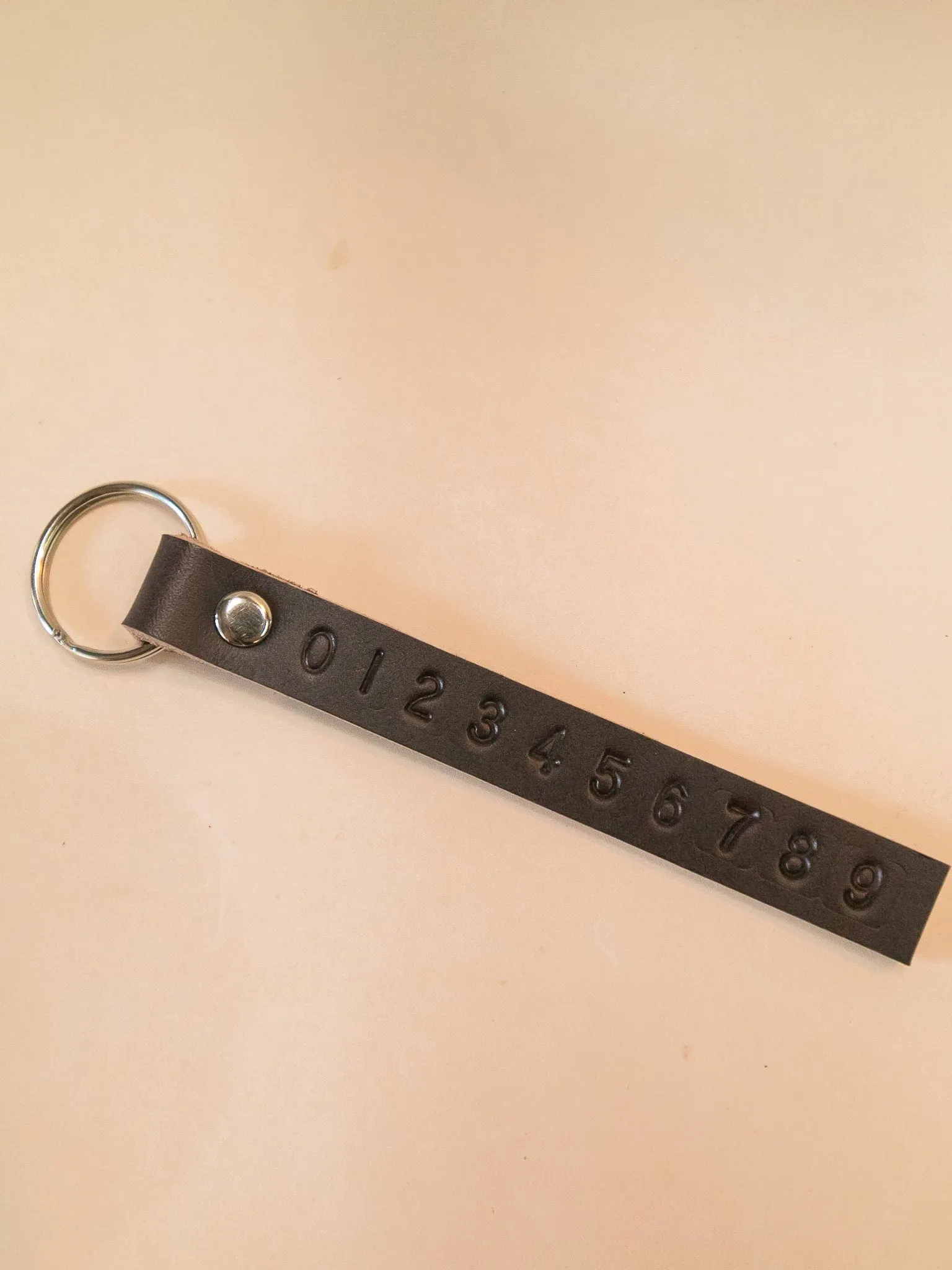 Phone Number Leather Keyring