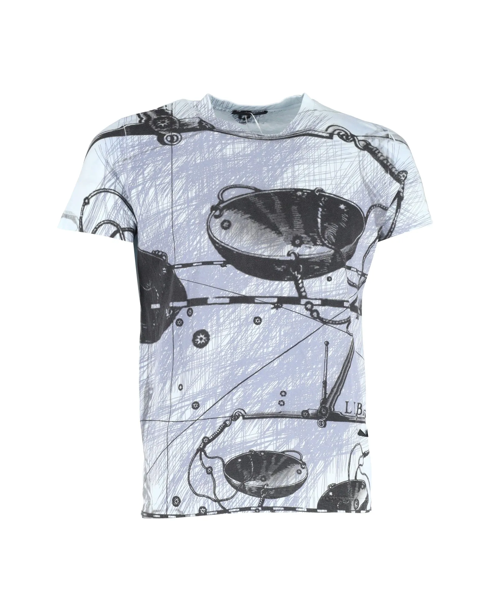Prada Zodiac T-Shirt in Light Blue Cotton