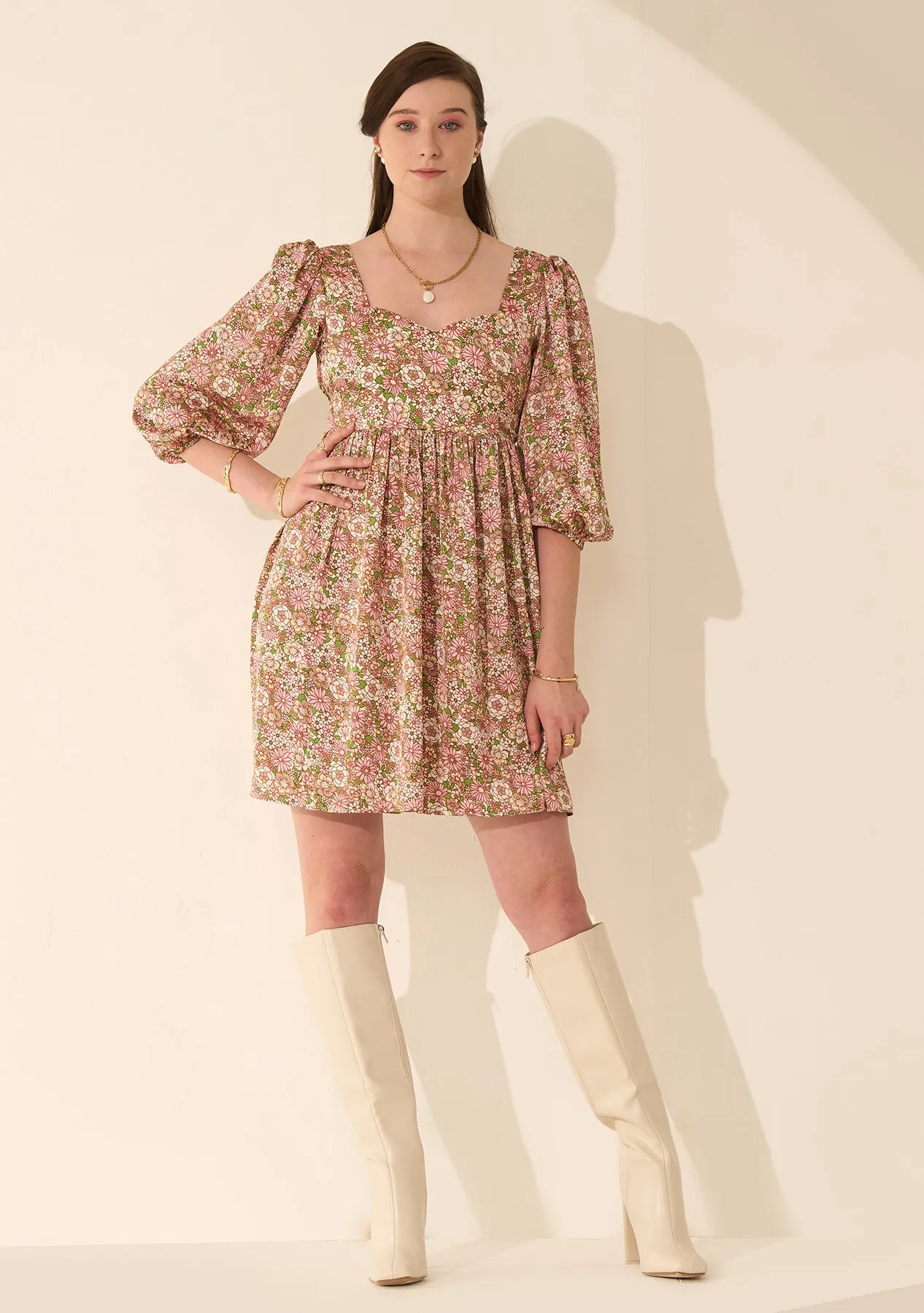 Printed Satin Relaxed fit Women's Mini Dress
