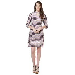 Purple Stripe Choker Neck Dress