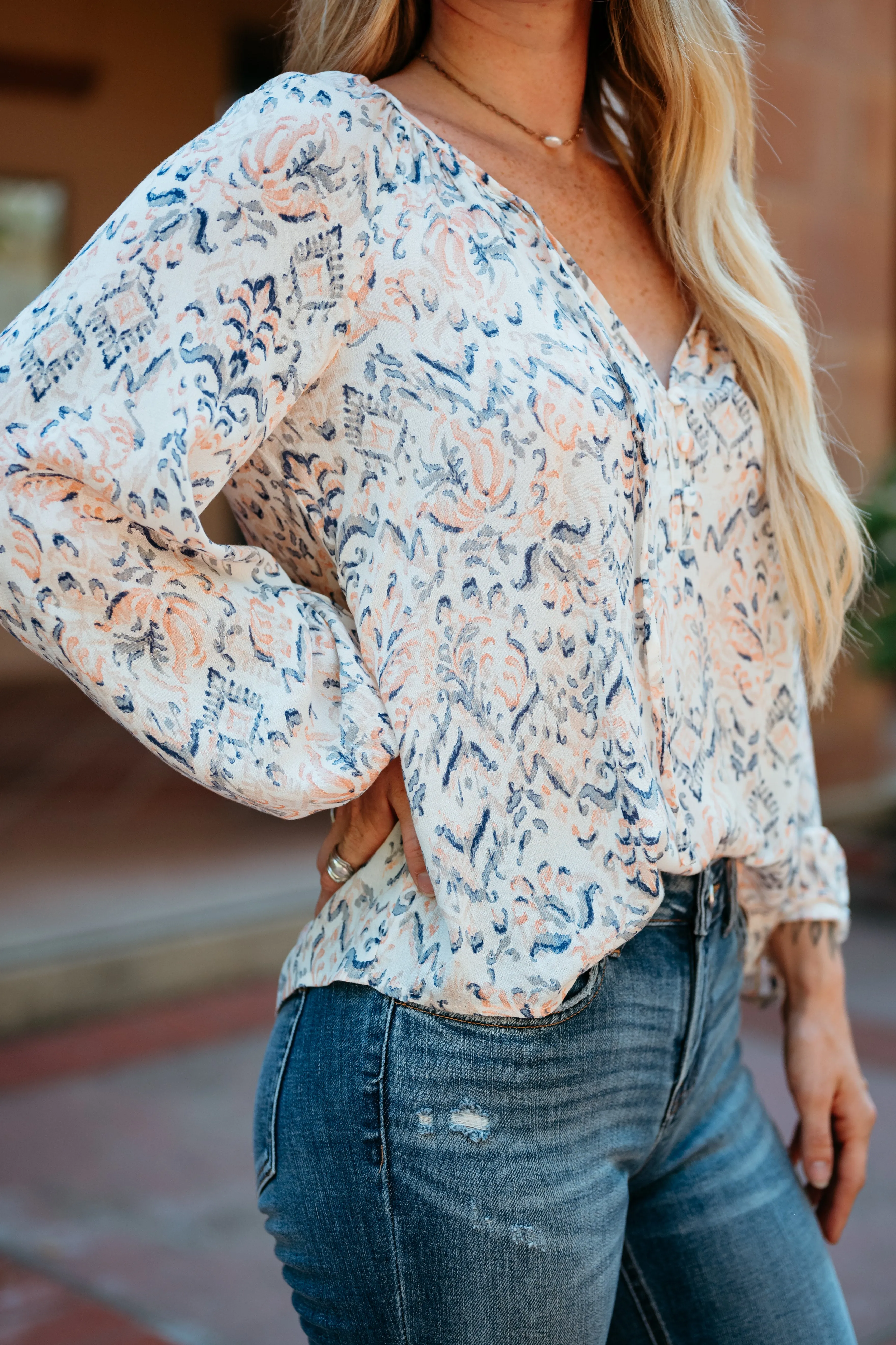 Raglan Sleeve Blouse W/ Buttons