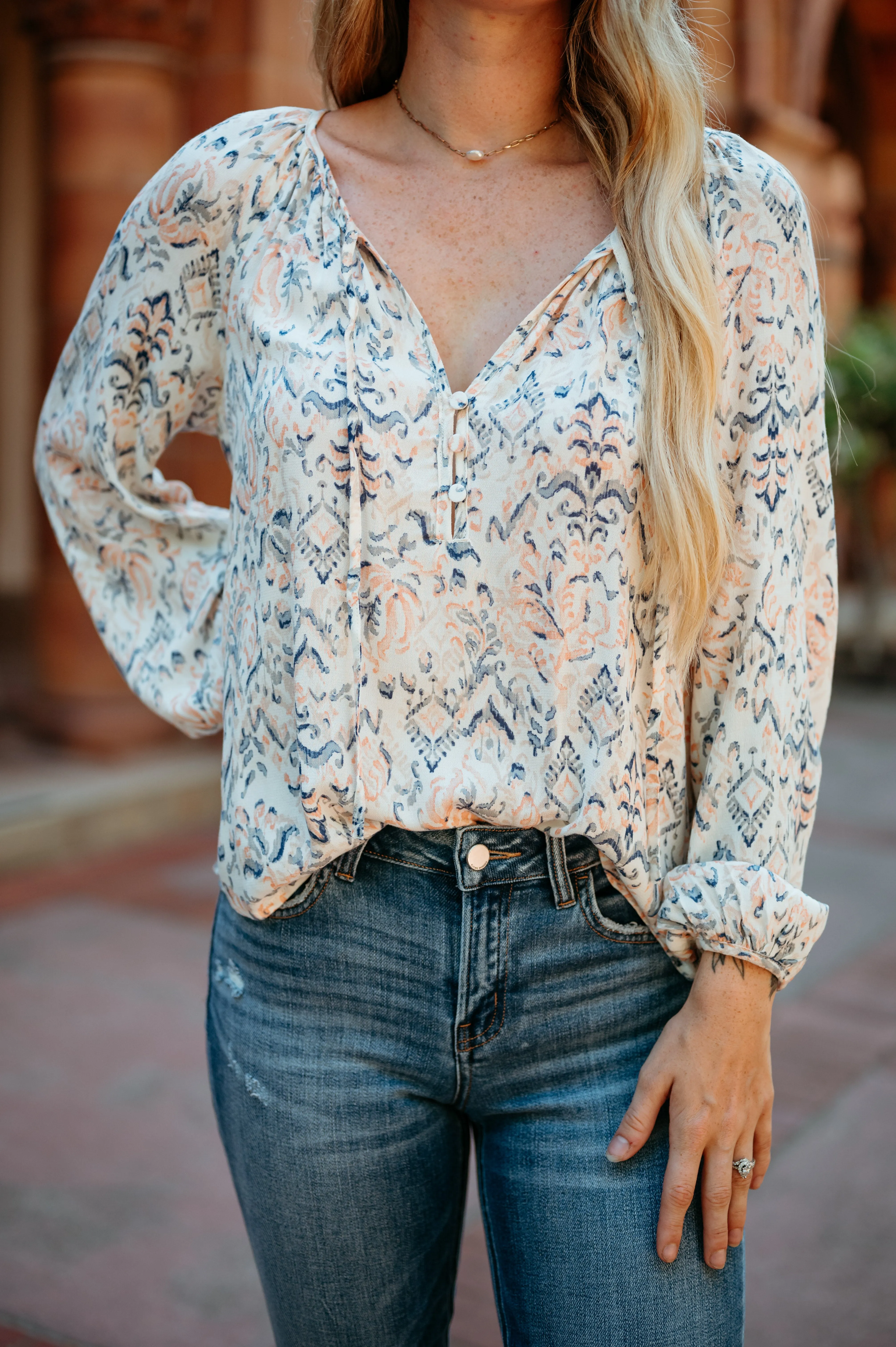 Raglan Sleeve Blouse W/ Buttons
