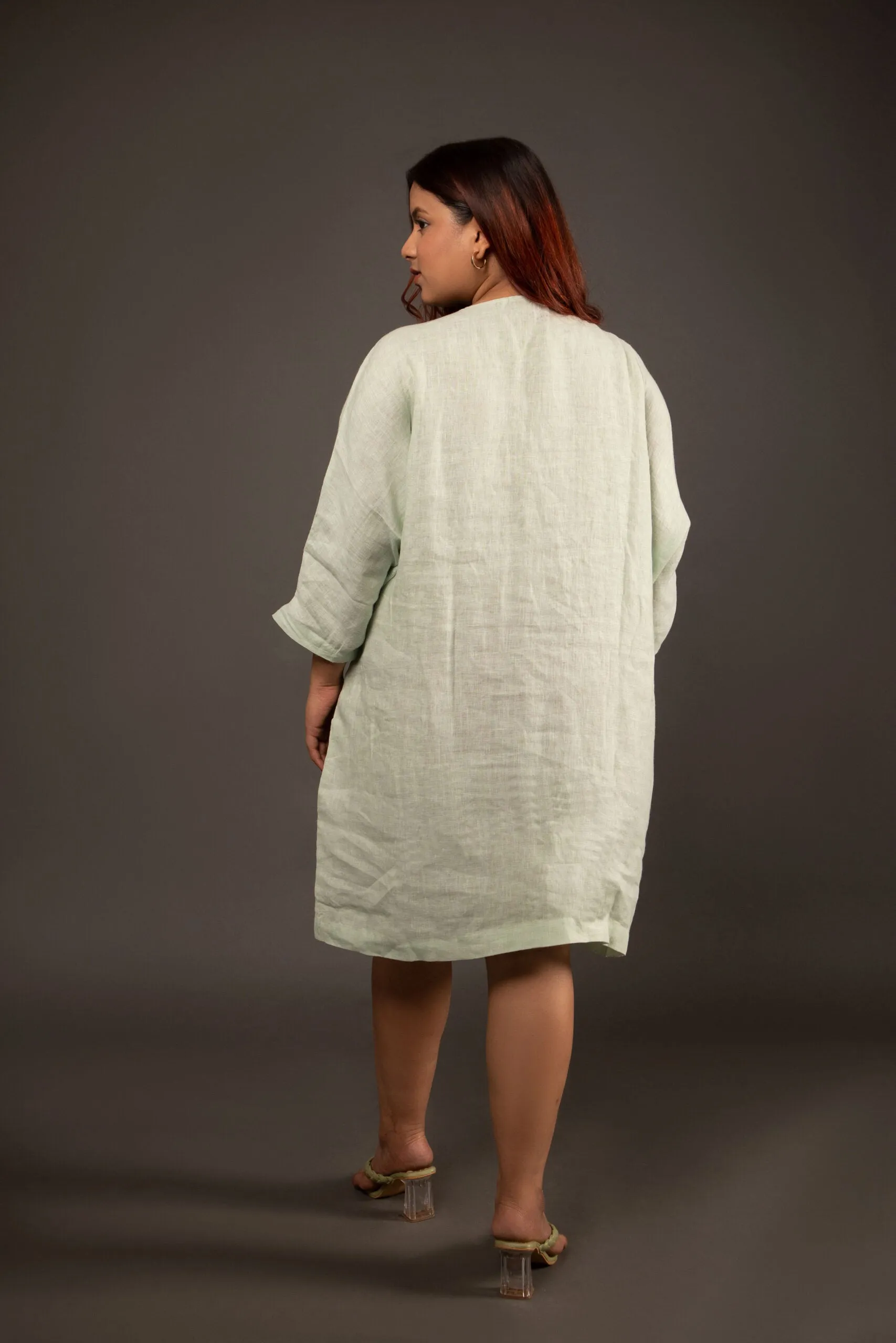 Relaxed Fit Linen Dress in Sage Green