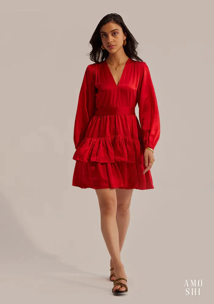 Relaxed fit Satin Ladies Mini dress