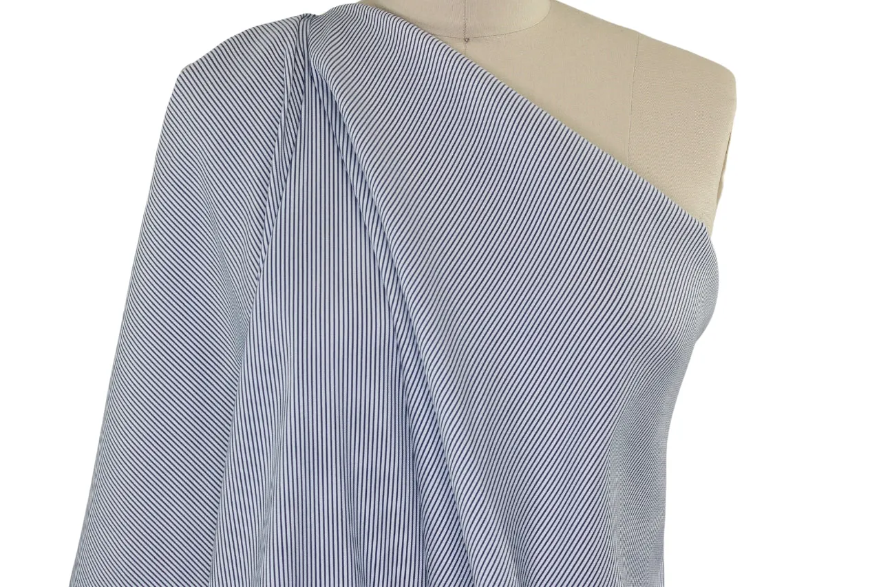 Reversible Stretchy Pinstriped Cotton - Gray/White