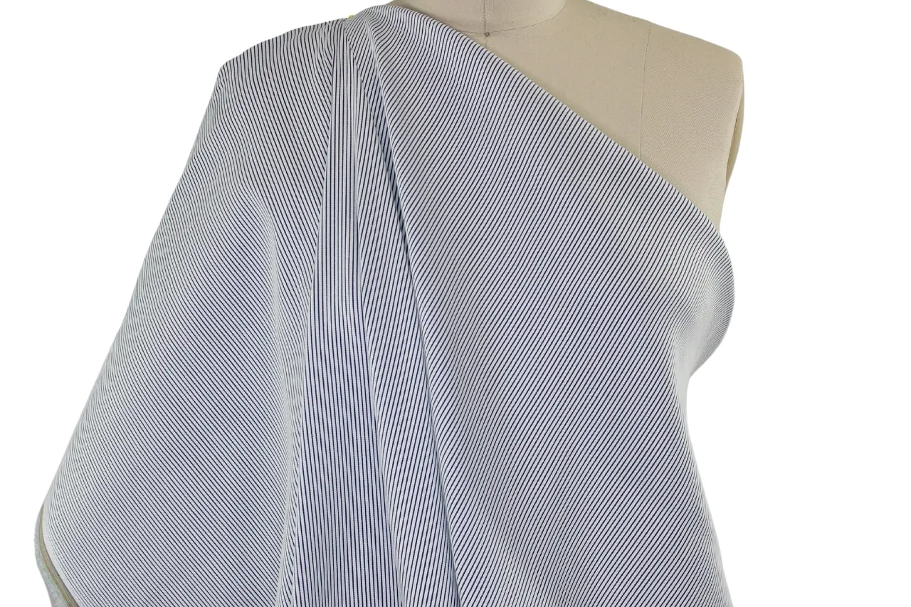 Reversible Stretchy Pinstriped Cotton - Gray/White