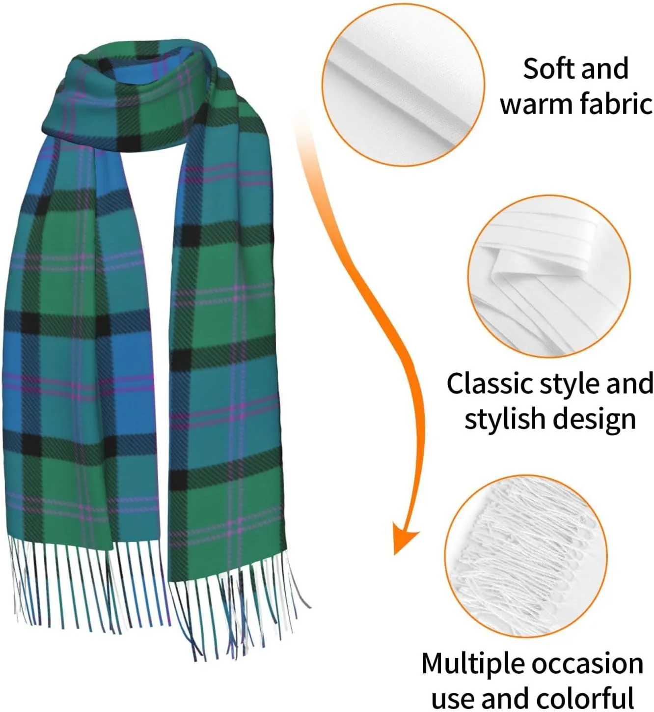 Scottish Clan Guthrie Tartan Plaid Imitation Cashmere Tassel Scarf Winter Scarf Autumn Softest Classic Warm