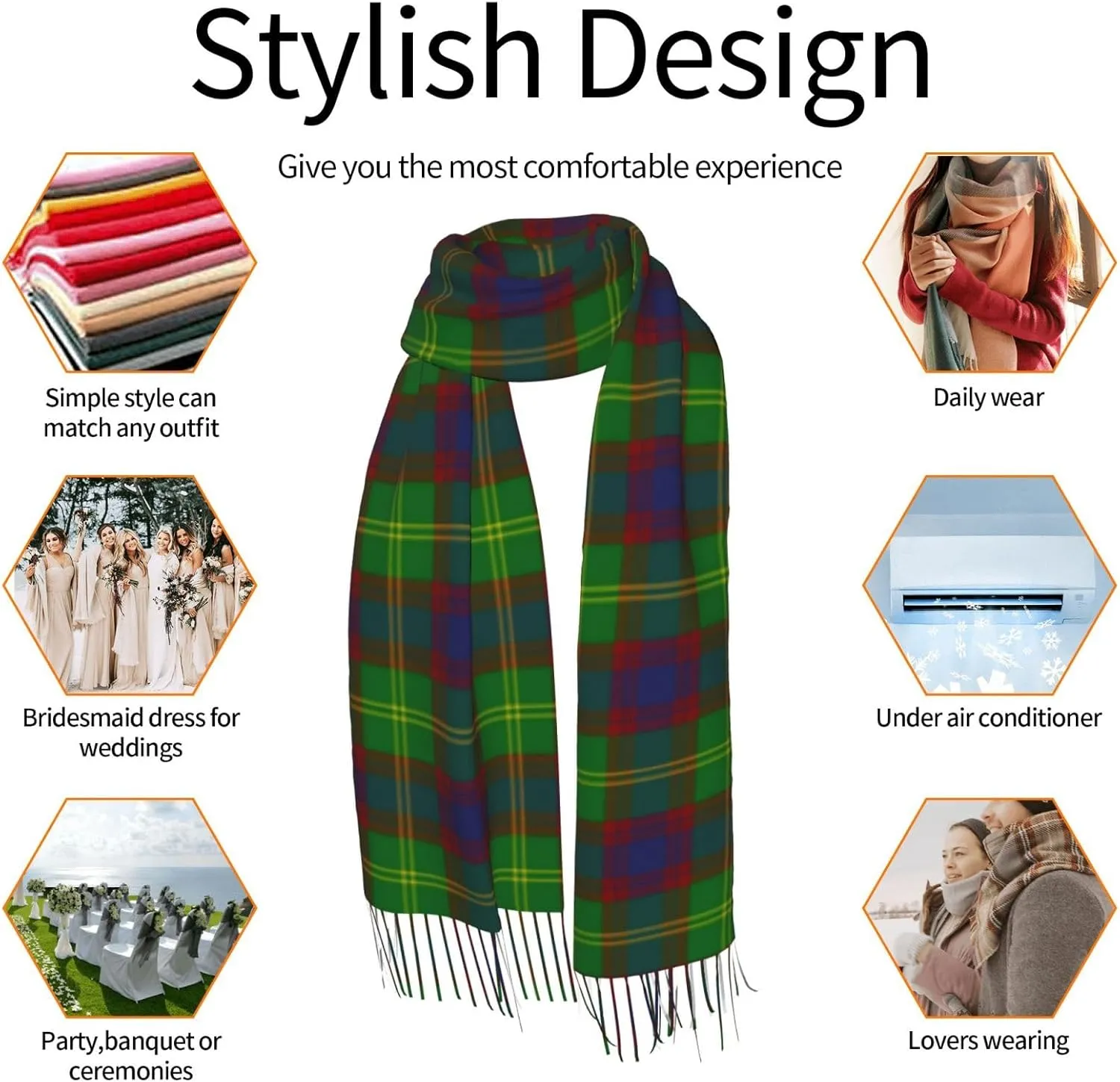 Scottish Clan Guthrie Tartan Plaid Imitation Cashmere Tassel Scarf Winter Scarf Autumn Softest Classic Warm
