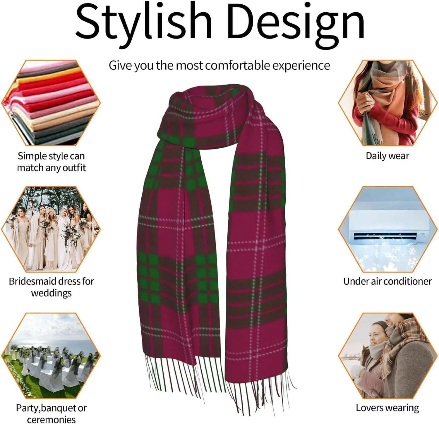 Scottish Clan Guthrie Tartan Plaid Imitation Cashmere Tassel Scarf Winter Scarf Autumn Softest Classic Warm