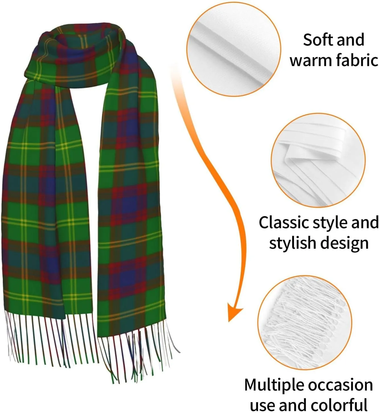 Scottish Clan Guthrie Tartan Plaid Imitation Cashmere Tassel Scarf Winter Scarf Autumn Softest Classic Warm