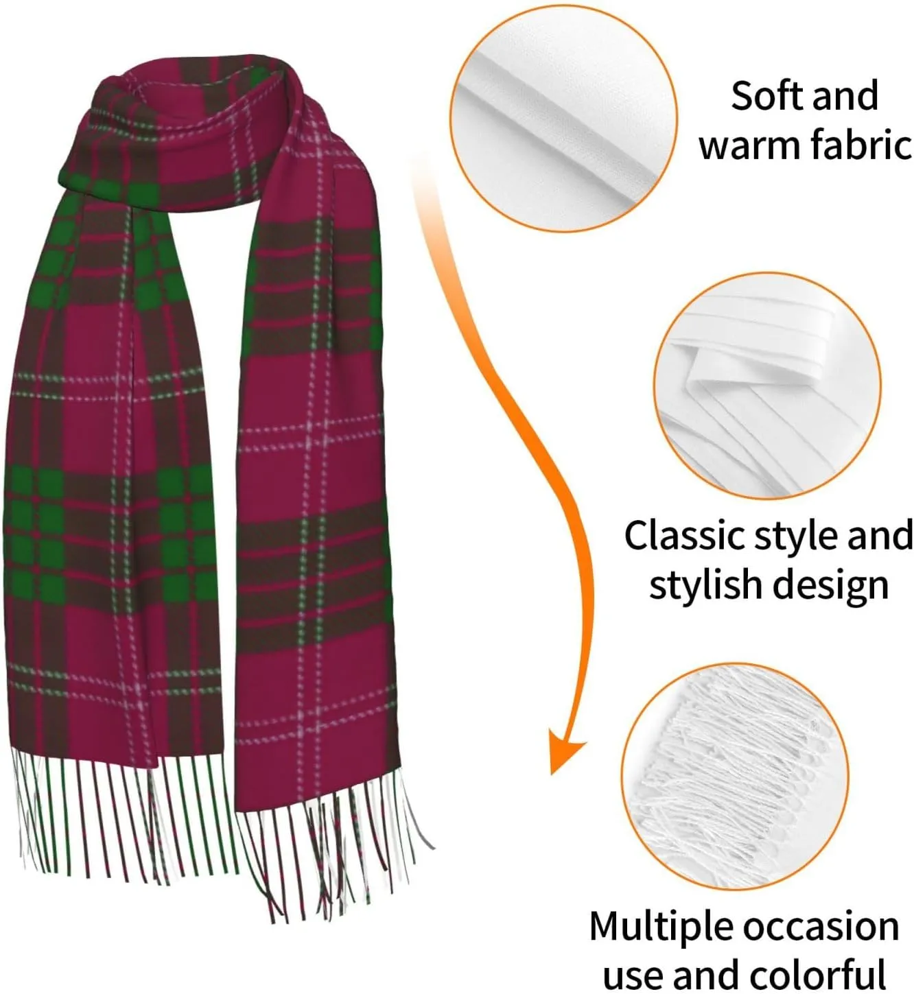 Scottish Clan Guthrie Tartan Plaid Imitation Cashmere Tassel Scarf Winter Scarf Autumn Softest Classic Warm