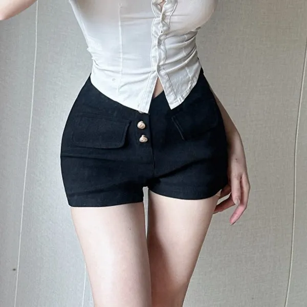 Single Breasted Black Super Stretchy Shorts For Dancing