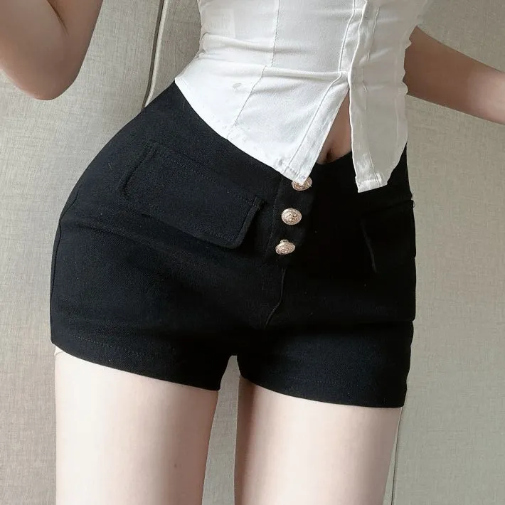 Single Breasted Black Super Stretchy Shorts For Dancing