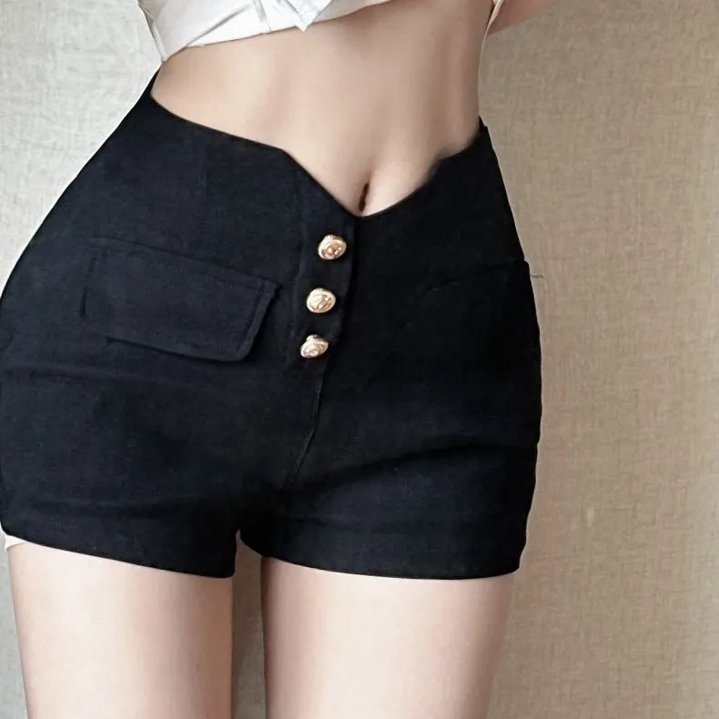 Single Breasted Black Super Stretchy Shorts For Dancing