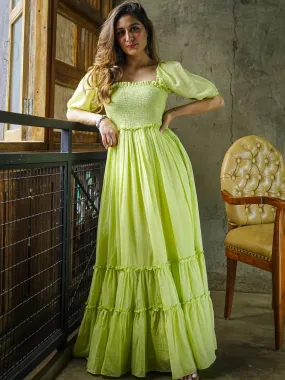 Smocked Square Neck Maxi Dress