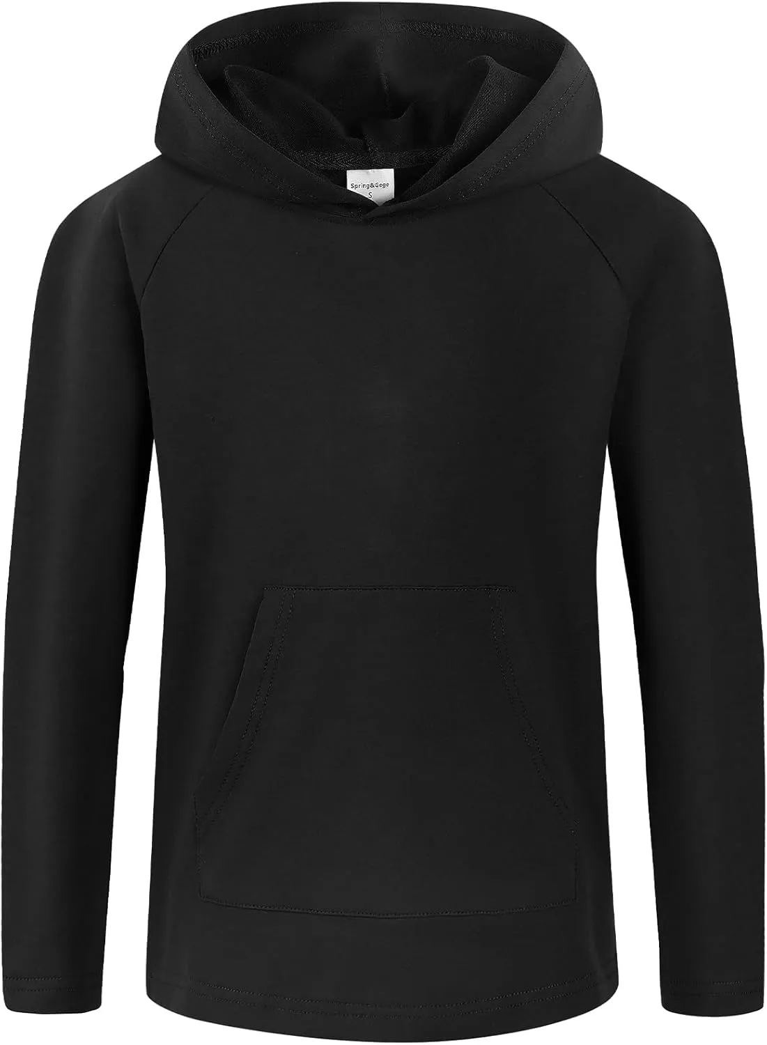Spring&Gege Boys Light Weight Long Sleeve Hooded T-shirt Casual Solid Pullover Hoodie with Pocket