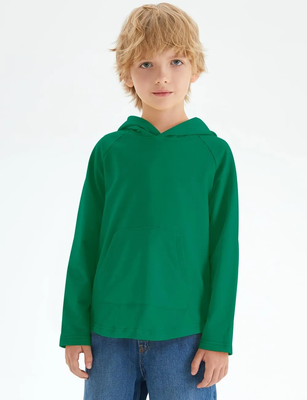 Spring&Gege Boys Light Weight Long Sleeve Hooded T-shirt Casual Solid Pullover Hoodie with Pocket