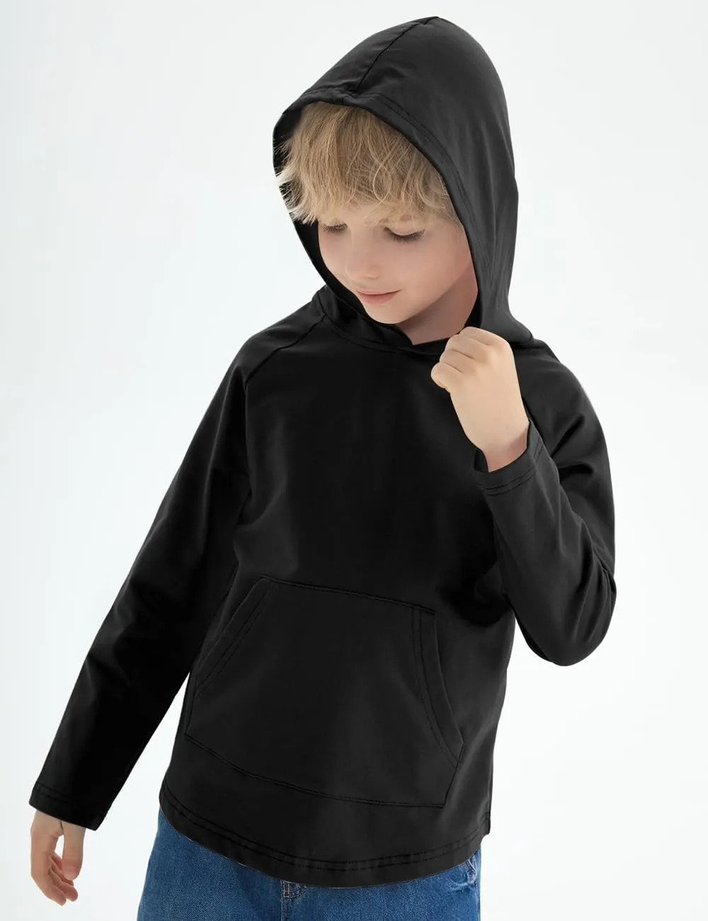 Spring&Gege Boys Light Weight Long Sleeve Hooded T-shirt Casual Solid Pullover Hoodie with Pocket