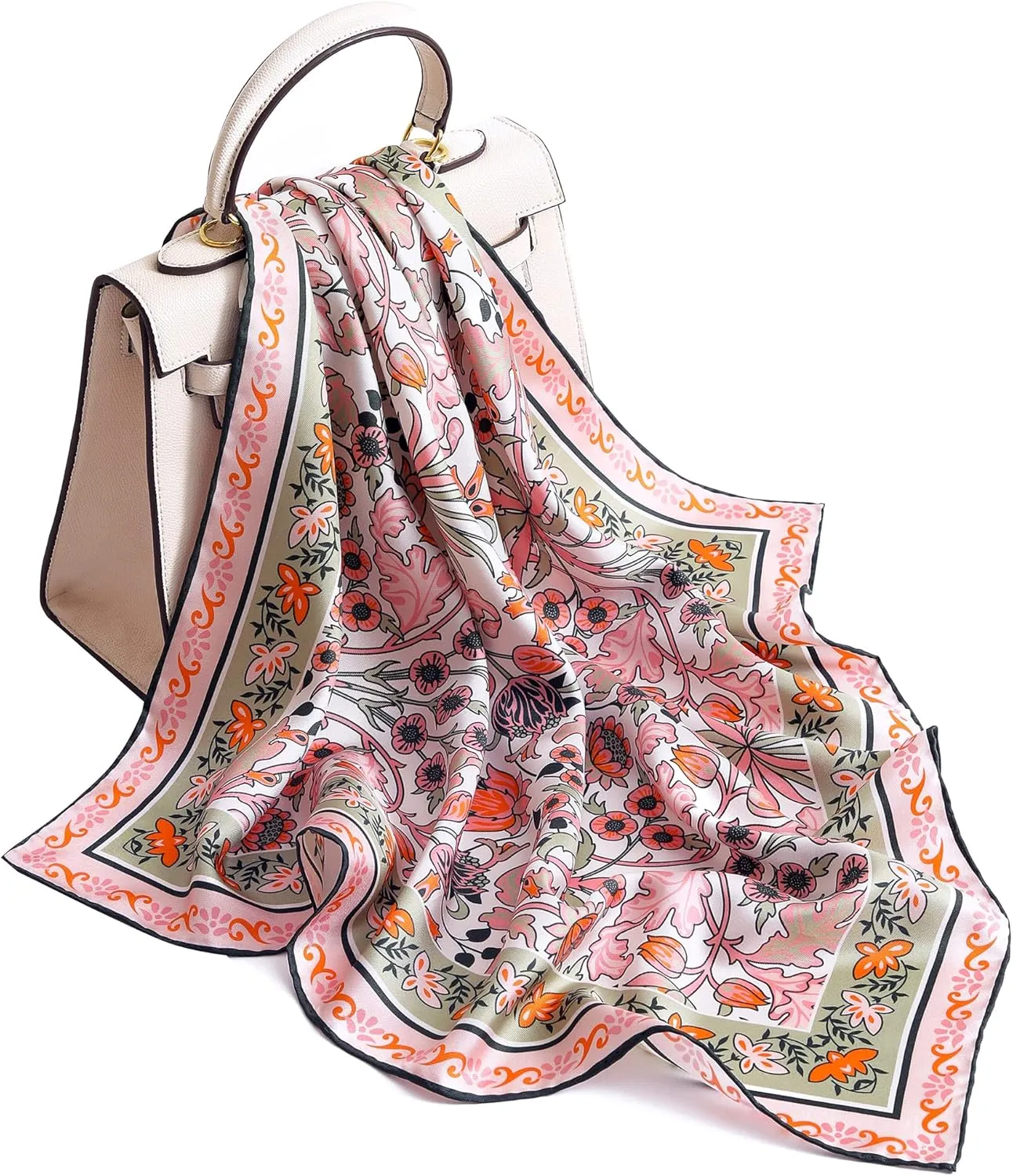 STARWHISPER 100% Pure Mulberry Silk Scarf-27''x27'' 14MM Pure Silk Twill Scarf for Women Square Scarf with Gift Packaging