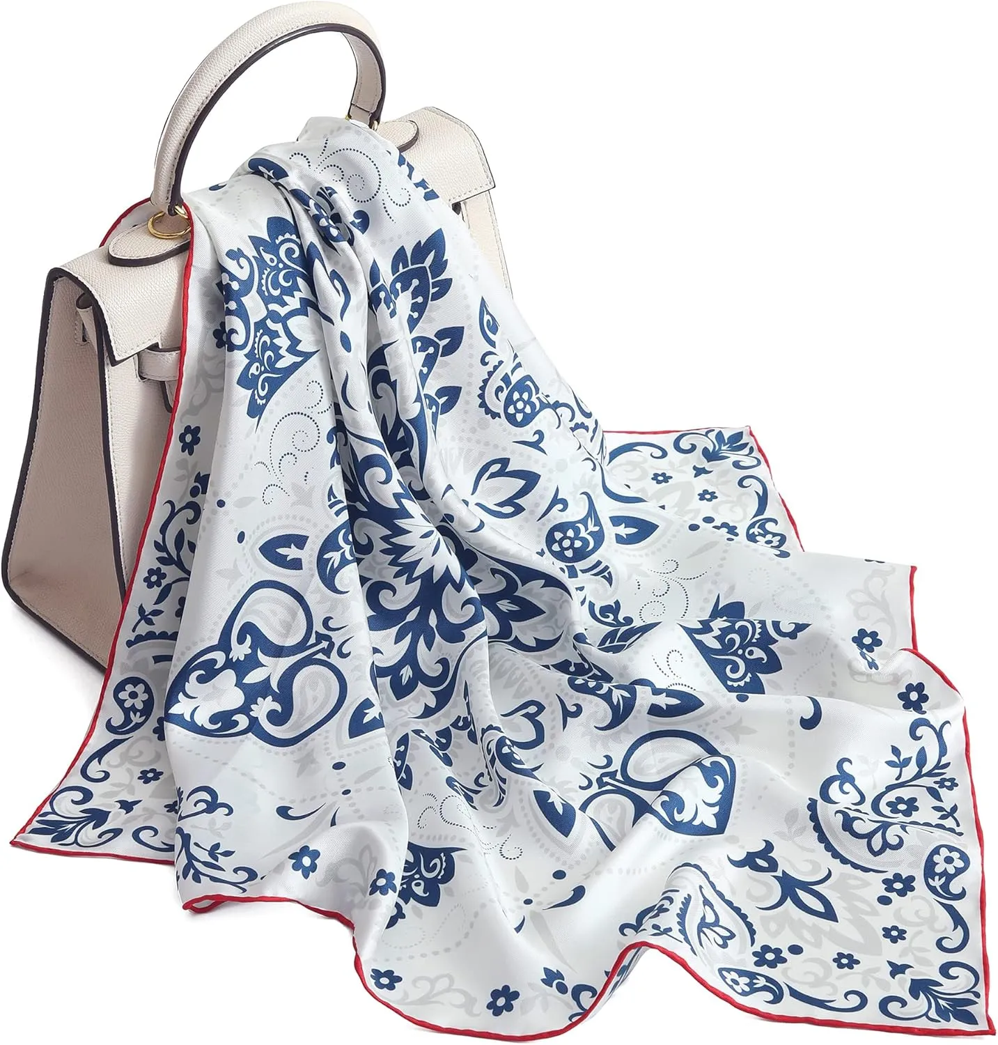STARWHISPER 100% Pure Mulberry Silk Scarf-27''x27'' 14MM Pure Silk Twill Scarf for Women Square Scarf with Gift Packaging
