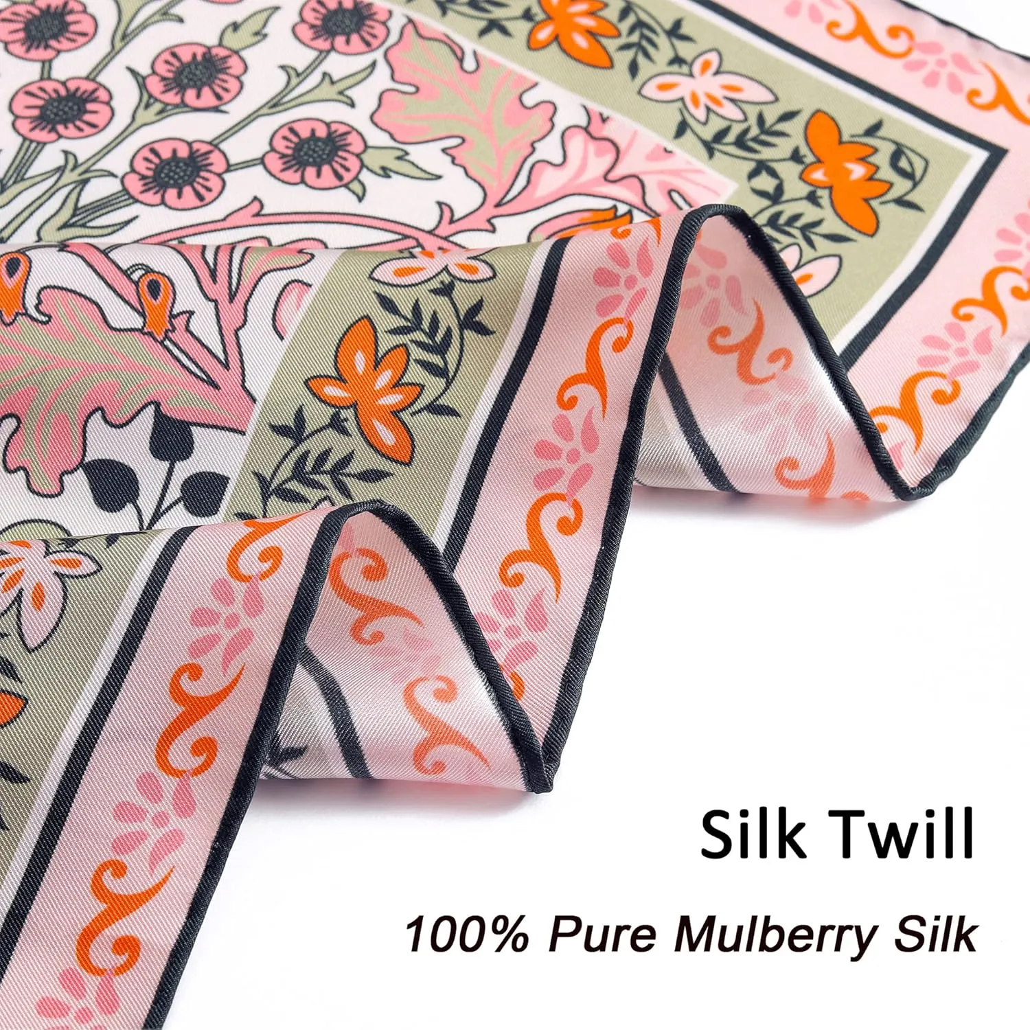 STARWHISPER 100% Pure Mulberry Silk Scarf-27''x27'' 14MM Pure Silk Twill Scarf for Women Square Scarf with Gift Packaging