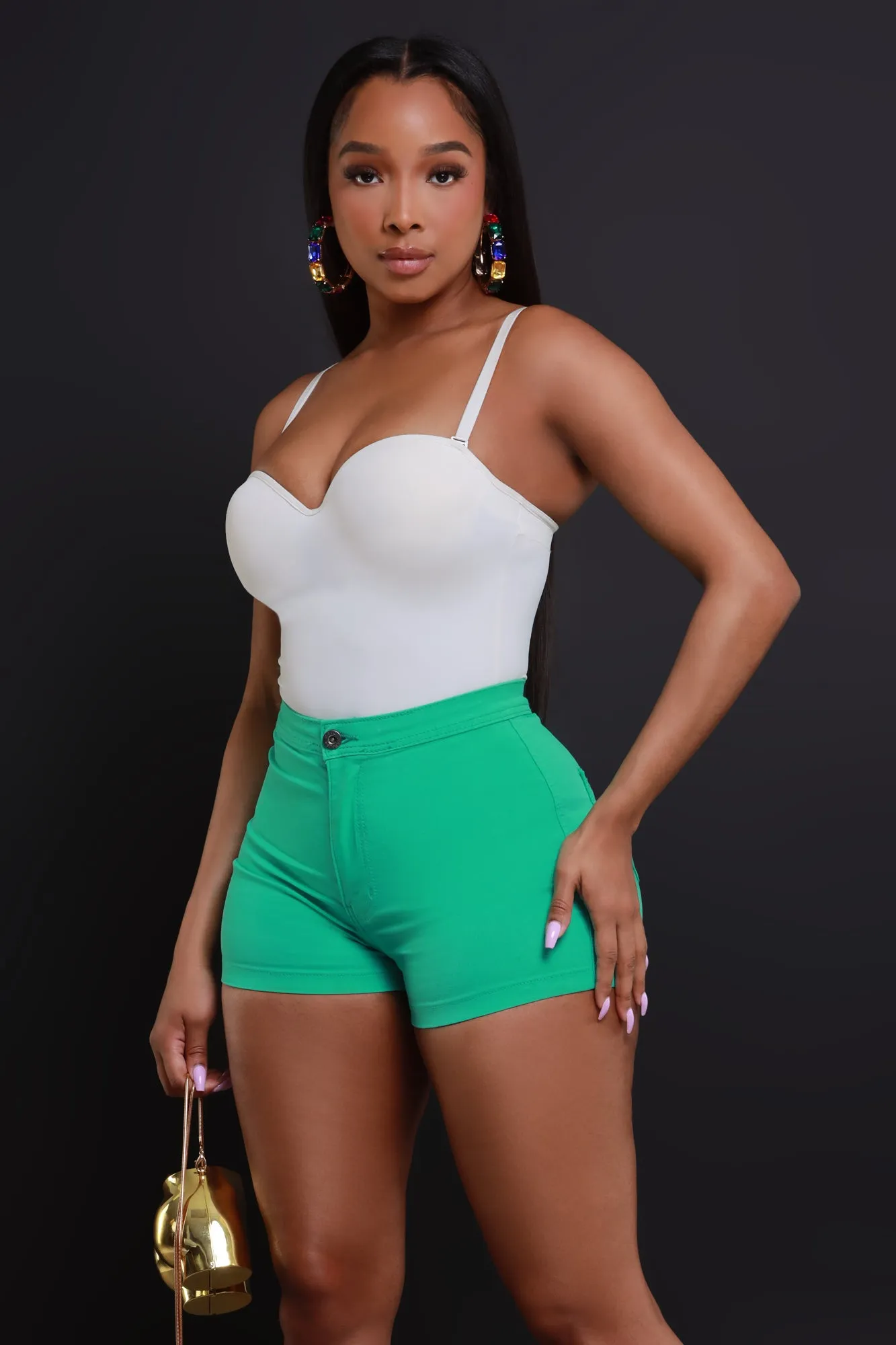 Super Swank High Waist Stretchy Shorts - Mint