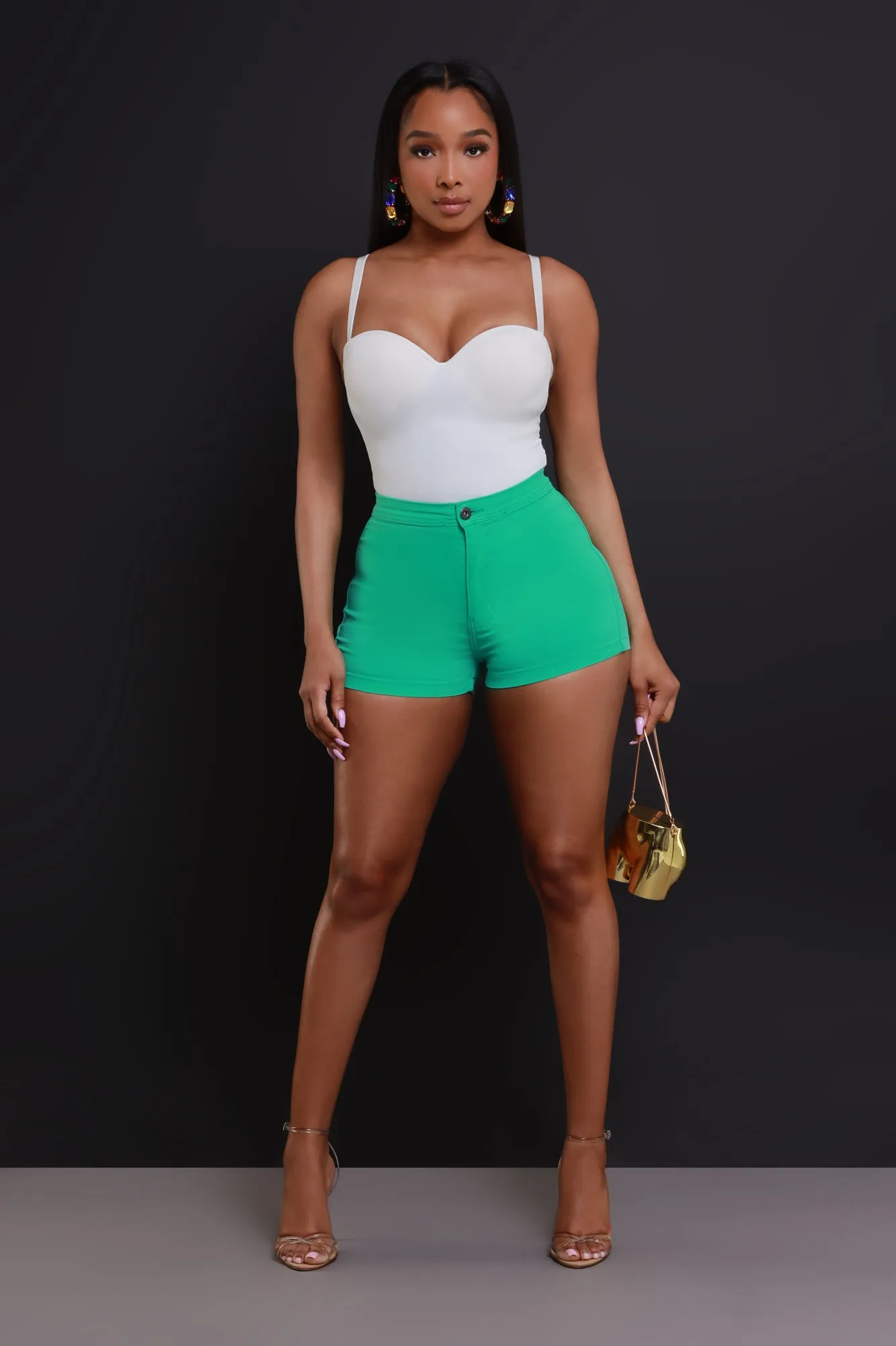 Super Swank High Waist Stretchy Shorts - Mint