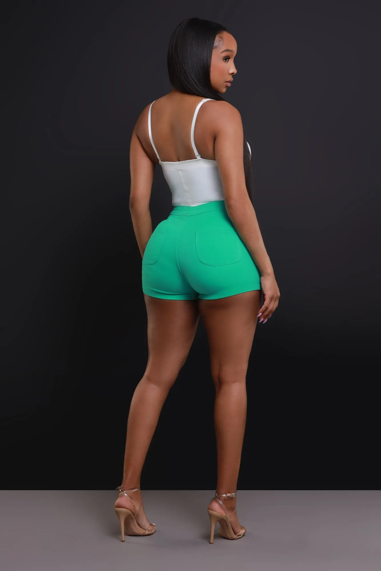 Super Swank High Waist Stretchy Shorts - Mint